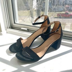 A New Day Size 10 Black Faux Suede Heeled Sandals